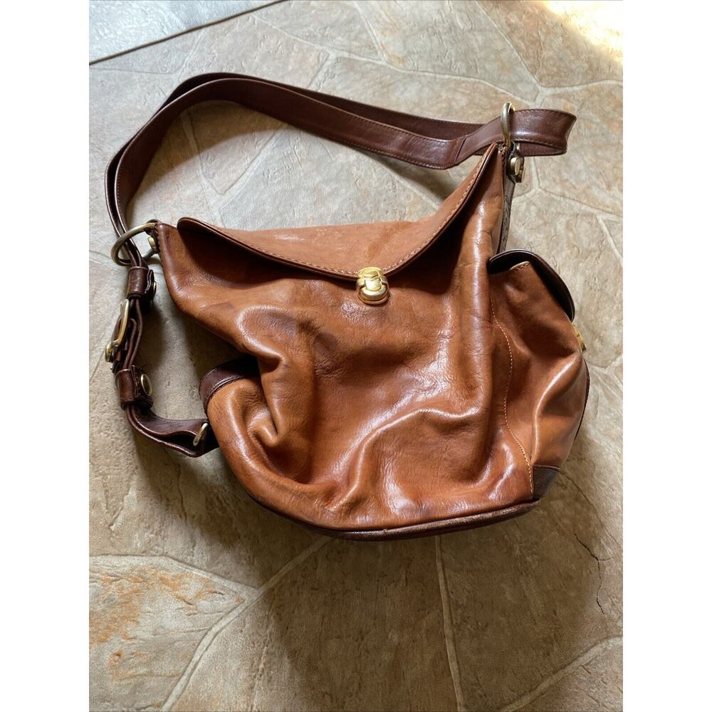 Marino Orlandi Brown & Cognac Leather Bucket Bag Made in Italy
